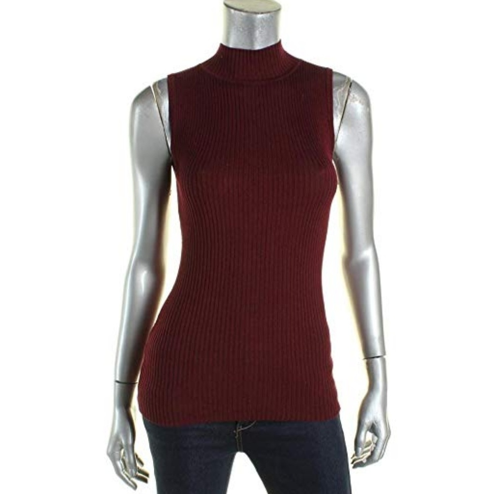 Hooked Up Ribbed Mock Neck Sleeveless Sweater